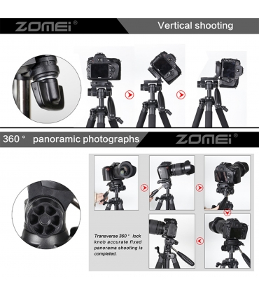 سه پایه زومی دوربین عکاسی مدل ZOMEI Q111 | حداکثر ارتفاع 1450 میلی متر | جنس آلومینیوم