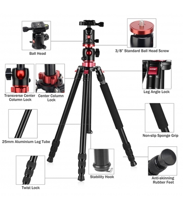 سه پایه زومی دوربین عکاسی مدل ZOMEI M8 | حداکثر ارتفاع 192cm | جنس آلومینیوم | چرخش 360 درجه ای