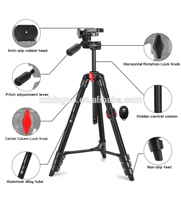 سه پایه زومی دوربین عکاسی مدل ZOMEI T70 | حداکثر ارتفاع 1350mm | جنس آلومینیوم