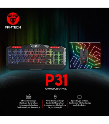 باندل گیمینگ فن تک مدل P31 برند Fantech کیبورد ، ماوس و ماوس پد