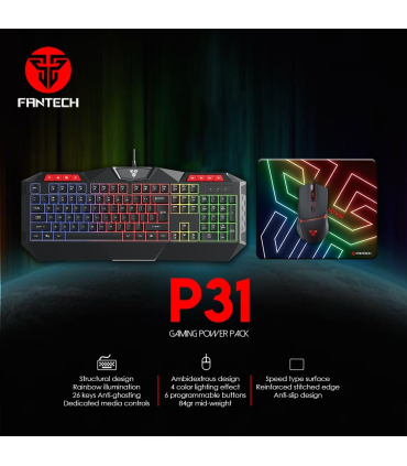 باندل گیمینگ فن تک مدل P31 برند Fantech کیبورد ، ماوس و ماوس پد