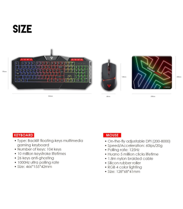 باندل گیمینگ فن تک مدل P31 برند Fantech کیبورد ، ماوس و ماوس پد