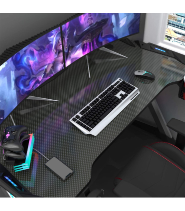 میز گیمینگ ووردرن با پایه های RGB رنگارنگ مدل Z-Shaped برند Vordern