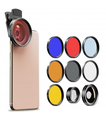 ست لنز و فیلتر های رنگی موبایل برند اپکسل مدل APL-0.45X52UV-7F برند Apexel