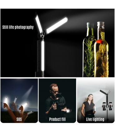 چراغ سلفی APL-FL05 تاشو استیک با پایه سه پایه برند اپکسل مدل Apexel Foldable selfie light Stick with tripod stand