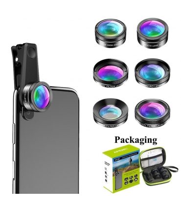 ست 6 عددی لنز موبایل APL-DG6V2 برند اپکسل Apexel  6 in 1 Fish eye Lens selfie Wide Angle mobile phone lens