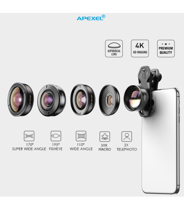 پک 5تایی لنز موبایل اپکسل مدل APL-HB5 V2 برند APEXEL