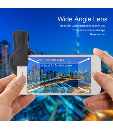 پک لنز موبایل سوپر واید و سوپر ماکرو برند اپکسل Apexel مدل APL-0.45WM Phone Lens Kit 0.45X Super Wide Angle & 12.5X Super Macro
