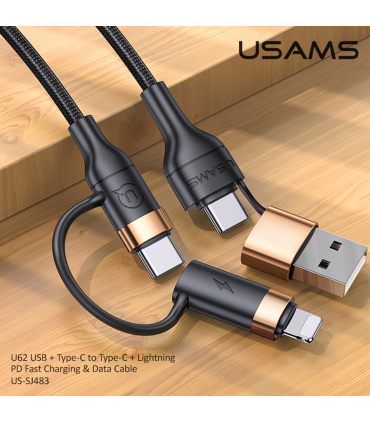 کابل شارژ TC TL یوسمز 2m مدل US-SJ505 sj483 BK برند Usams