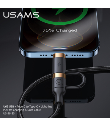 کابل شارژ TC TL یوسمز 2m مدل US-SJ505 sj483 BK برند Usams