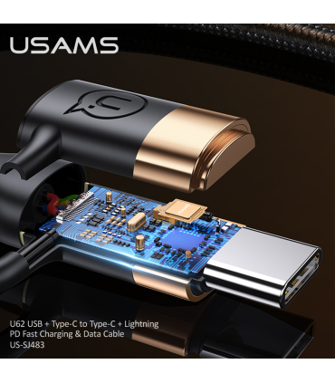 کابل شارژ TC TL یوسمز 2m مدل US-SJ505 sj483 BK برند Usams