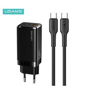 شارژر 65 وات یوسمز مدل US-MT آداپتور T33 فست شارژ و کابل US-SJ406 برند USAMS