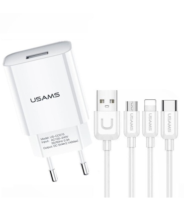 شارژر یوسمز مدل Land-Tu آداپتور T18 و کابل U Turn Series برند USAMS