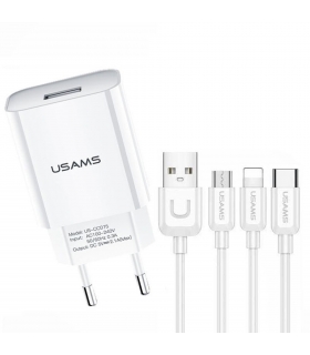 کیت شارژر یوسامز (Usams) مدل Android UTU آداپتور با پورت خروجی USB و کابل U-Trans