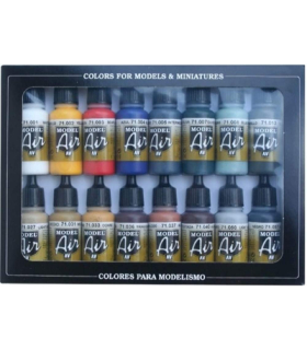 پک 16 عددی رنگ مخصوص ایربراش والجو مدل Model Air Basic Colors Acrylic Paint  برند Vallejo