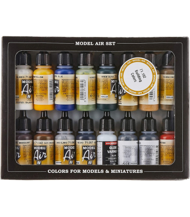 پک 16 عددی رنگ مخصوص ایربراش والجو مدل Air Building Acrylic Paint Set برند Vallejo