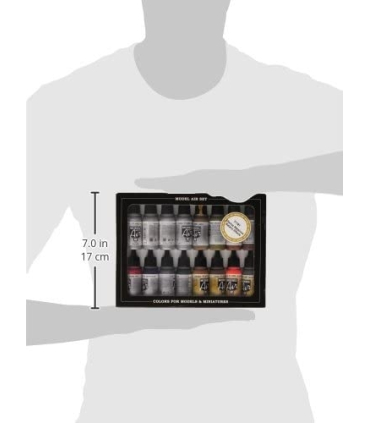 پک 16عددی رنگ مخصوص ایربراش والجو مدل Model Air Metallic Effects Acrylic Paint Set VJ71181 17ml برند Vallejo