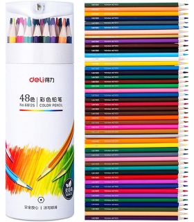مجموعه 48 عددی مداد رنگی برای طراحی و رنگ آمیزی deli Colored Pencils for Coloring Drawing Sketching Set of 48 colors