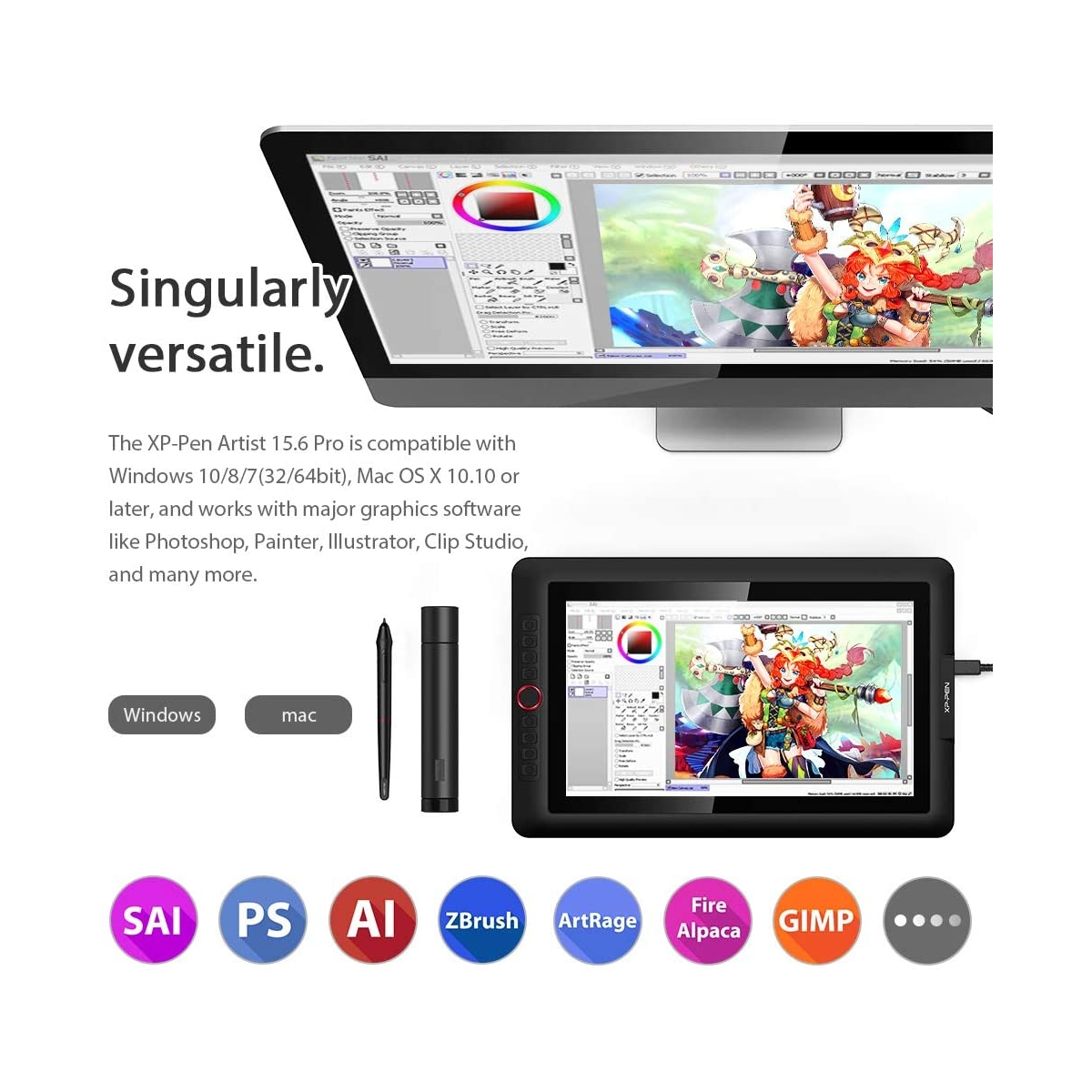 مانیتور طراحی اکس پی پن مدل Artist 15.6 Pro برند XP PEN