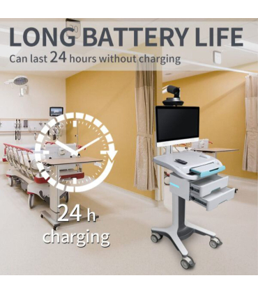 ایستگاه کاری سیار پزشکی روی چرخ Hospital Laptop Cart Medical Workstation On Wheels برند SONKA - زمان تحویل بین 6 تا 8 هفته