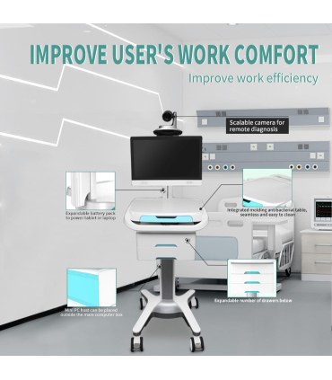 ایستگاه کاری کامپیوتر موبایل پزشکی medical mobile computer workstation برند SONKA - زمان تحویل بین 6 تا 8 هفته کاری
