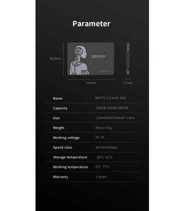 اس اس دی SSD ظرفیت 128G برند DM مدل High Speed SATA3 SSD F5