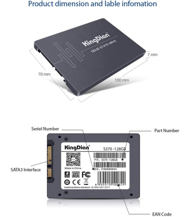 اس اس دی ساتا کینگ دیان ظرفیت 128G مدل Interface S370 برند KingDian 