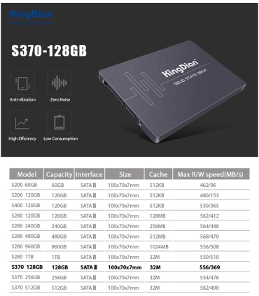 اس اس دی ساتا کینگ دیان ظرفیت 128G مدل Interface S370 برند KingDian 