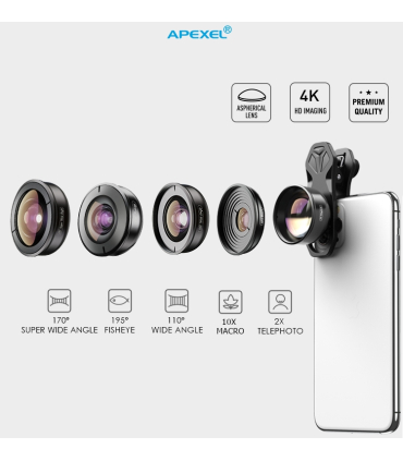 پک 5تایی لنز موبایل اپکسل مدل APL-HB5 V2 برند APEXEL