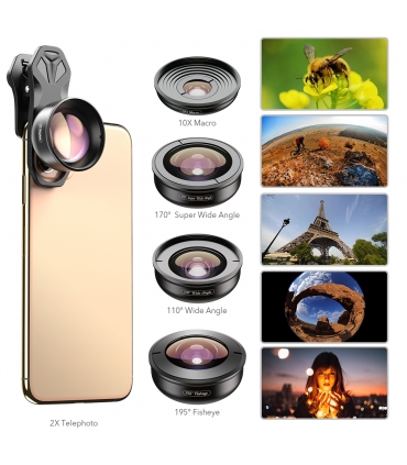 ست 5 عددی لنز موبایل APL-HB5 برند اپکسل Apexel  High-end 5 in 1 Smartphone Universal Clip Fisheye Super Wide Angle Camera Lens
