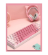 کیبورد بی سیم رویالکس مدل K411 برند Royalaxe مکانیکال سوییچ Pink با 2 نسخه بلوتوث یک WIFI و اتصال کابل