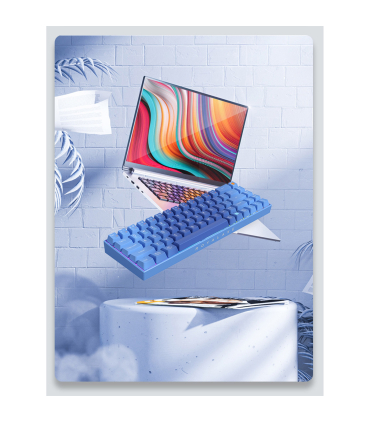 کیبورد بی سیم رویالکس مدل K411 برند Royalaxe مکانیکال سوییچ Pink با 2 نسخه بلوتوث یک WIFI و اتصال کابل