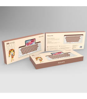 کیبورد بی سیم FD مدل FP011 کرم/قهوه‌ای (Caramel Macchiato) - Dual Mode