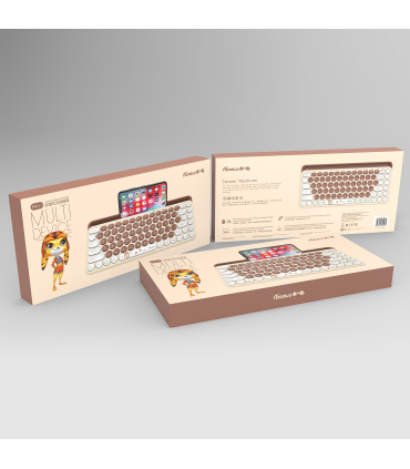 کیبورد بی سیم FD مدل FP011 کرم/قهوه‌ای (Caramel Macchiato) - Dual Mode