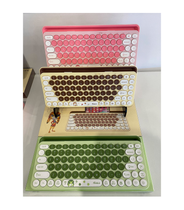 کیبورد بی سیم FD مدل FP011 کرم/قهوه‌ای (Caramel Macchiato) - Dual Mode