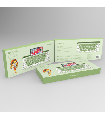 کیبورد بی سیم FD مدل FP011 کرم/قهوه‌ای (Caramel Macchiato) - Dual Mode