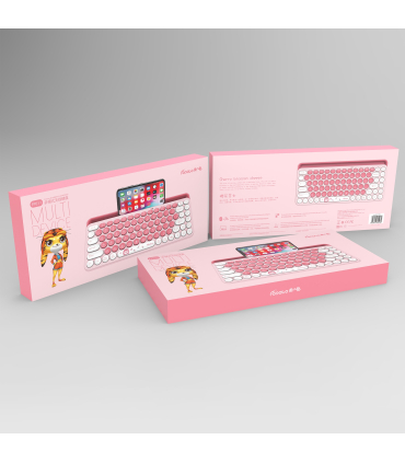 کیبورد بی سیم FD مدل FP011 کرم/قهوه‌ای (Caramel Macchiato) - Dual Mode