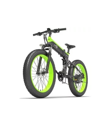 دوچرخه برقی مدل X1500 برند BEZIOR ترمز دیسکی رنگ مشکی و سبز