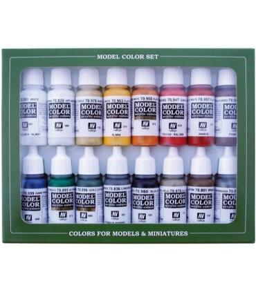 پک 16 عددی رنگ ایربراش والجو مدل Model Color Set برند Vallejo 