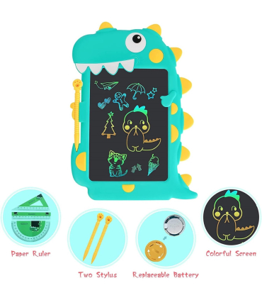 کاغذ طراحی دایناسوری آبی کیو کی مدل LCD writting tablet برند QK