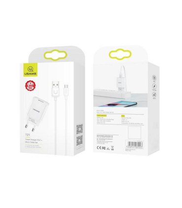 شارژر یوسمز مدل T21 آداپتور T18 و کابل میکرو برند USAMS