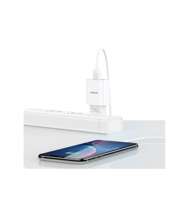 کیت شارژر یوسامز مدل T21 آداپتور T18 و کابل U Turn Series Lightning برند USAMS