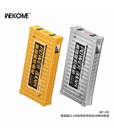 پاوربانک فست شارژ ویکام 10000 میلی آمپر مدل WP-339 برند WEKOME سوپر فست شارژ 22.5 وات