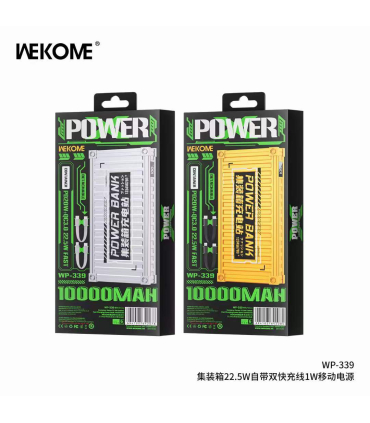 پاوربانک فست شارژ ویکام 10000 میلی آمپر مدل WP-339 برند WEKOME سوپر فست شارژ 22.5 وات