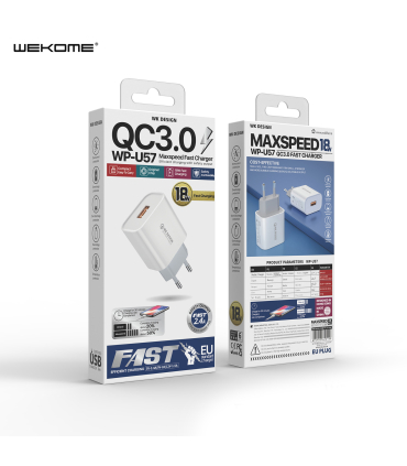 شارژر ویکام 18 وات WP-U57 برند Wekome همراه با کابل تایپ سی