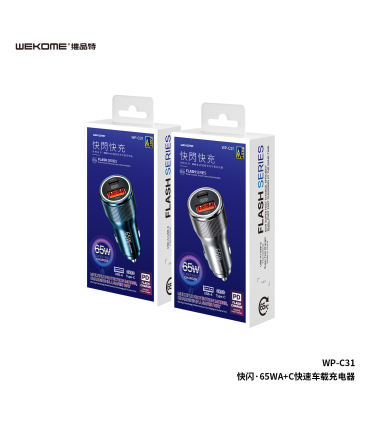 شارژر فندکی ویکام سوپر فست شارژ 65 وات کد WP-C31 برند Wekome خروجی USB+Type C