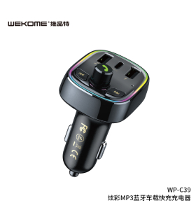 شارژر فندکی ویکام همراه با موزیک پلیر بلوتوث کد WP-C39 برند wekome  خروجی USB+Type C