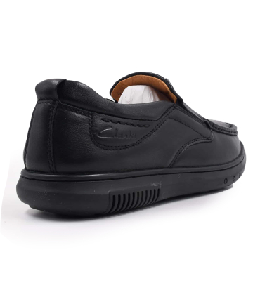 کفش بدون بند چرمی کلارکس آنتی شوک دار ماساژور دار دور دوخت مدل Clarks 21961BL