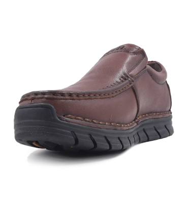 کفش بدون بند چرم قهوه ای کلارکس مدل کفی ماساژور دار دور دوخت 56158 Clarks Loafer Casual Mens Comfortabele Flats
