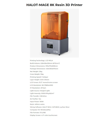 پرینتر سه بعدی کریلیتی مدل HALOT-MAGE 8K برند Creality